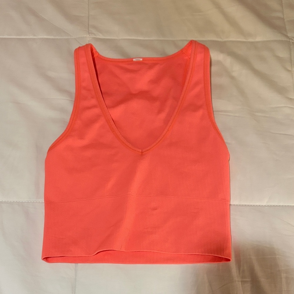 Athleta Coral Ribbed V-Neck Tank Top